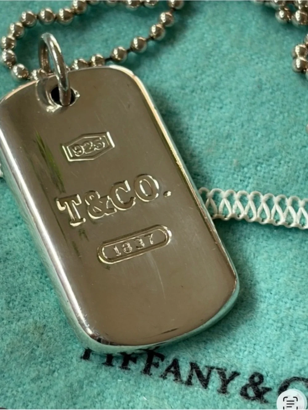 Tiffany & Co. Sterling Dog Tag Vintage Necklace